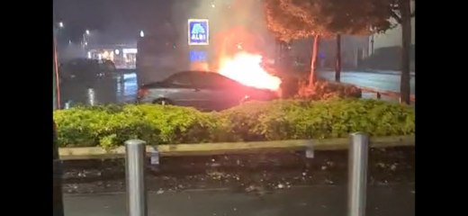 A car burst into flames at the Aldi car park in Ecclesfield, Sheffield