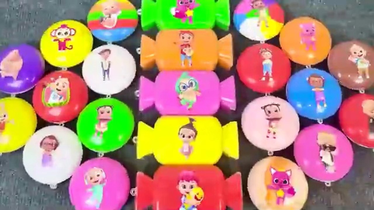 Calming big  candy on the tree ,pinkfong mini suitcase with slime ASMR, Cocomelon