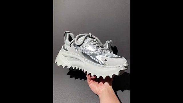 European/American Fashion Trends Designer Thick Soled Heightened Shoes Shoes for Men Runway Style Silver Rivets Dad's Shoe Men's