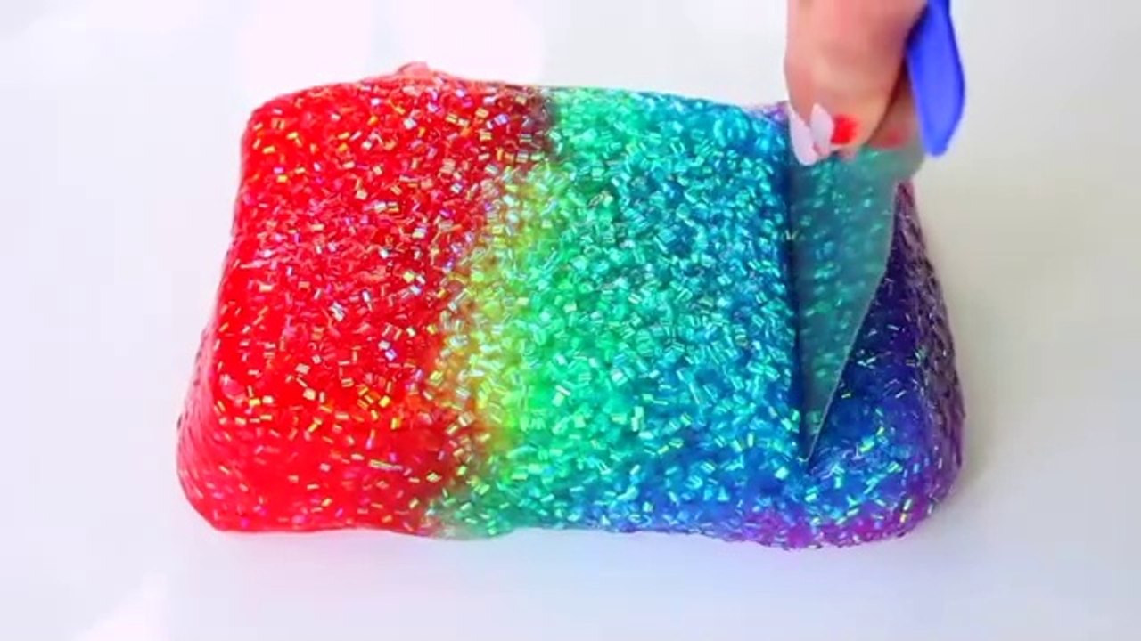 ASMR for sleeping and relaxing colorful rainbow  mixing slime and clay