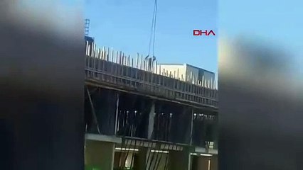İstanbul- Büyükçekmece'de vincin halatına oturup yandaki inşaata geçti; o anlar kamerada