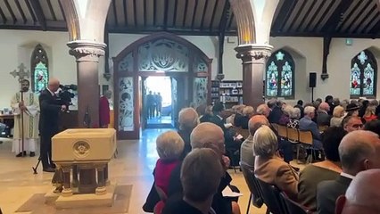 Princess Anne greets dignitaries at Peel Cathedral