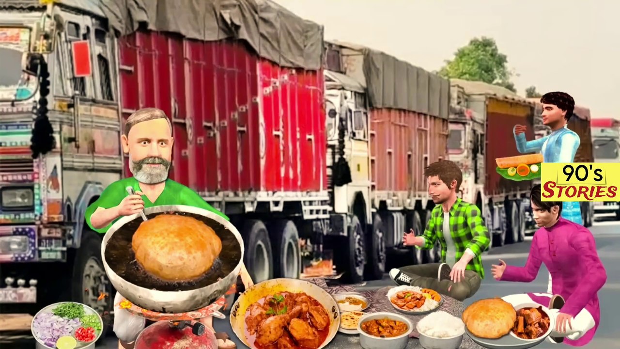 12 Days Traffic Jam Truck Driver ka Cooking Chicken Mutton Street Food Hindi Kahaniya Moral Stories