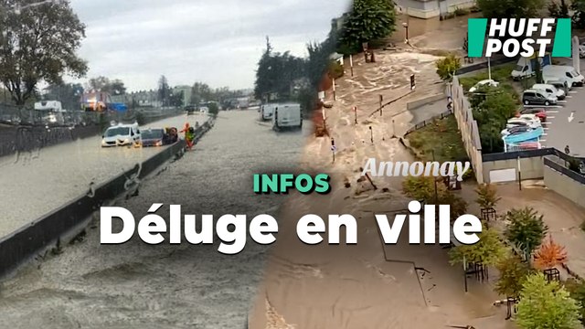 Le centre-ville d’Annonay transformé en rivière par l’épisode cévenol