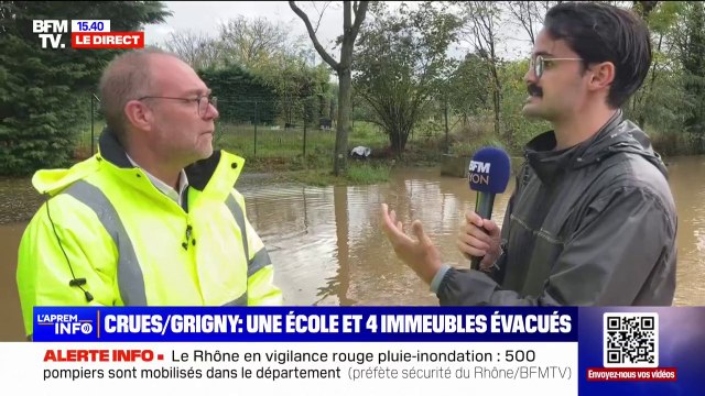 Intempéries dans le Rhône: On est au-dessus de la crue vingtennale , annonce Xavier Odo, maire de Grigny