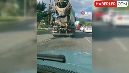 Beton Mikseri Harcı Yola Dökerek İlerledi