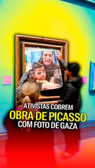 Ativistas cobrem quadro de Picasso com foto de Gaza em Londres