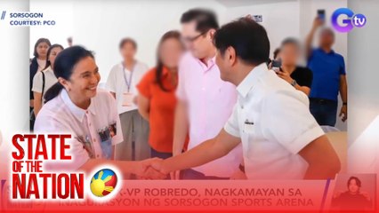PBBM at ex-VP Robredo, nagkamayan sa inagurasyon ng Sorsogon Sports Arena | SONA
