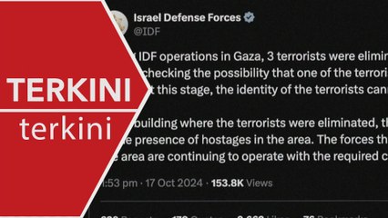 [TERKINI] Israel dakwa kemungkinan Pemimpin Hamas, Yahya Sinwar terbunuh