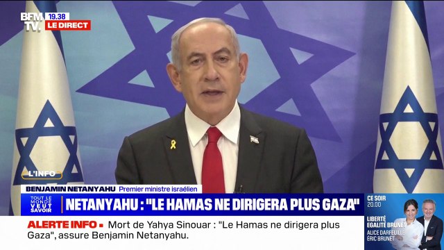 Benjamin Netanyahu (Premier ministre israélien), sur la mort de Yahya Sinouar: Aujourd'hui, nous avons montré la victoire du bien sur le mal