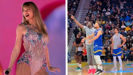 Taylor Swift cambia la NFL por la NBA, mientras enloquece con su música a Stephen Curry y Draymond Green