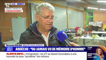 Richard Molina (maire de Limony, en Ardèche), sur les crues: "On a à peu près 80 à 100 maison qui ont été évacuées"