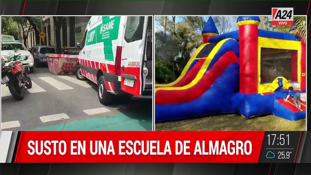 SUSTO EN UNA ESCUELA DE ALMAGRO: 8 ALUMNOS HERIDOS MIENTRAS JUGABAN EN UN INFLABLE