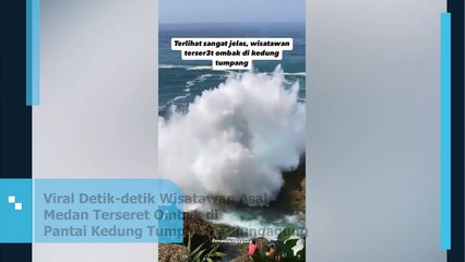 Detik-detik Mencekam, Wisatawan Medan Terseret Ombak di Pantai Kedung Tumpang Viral
