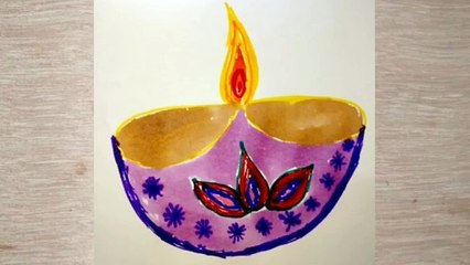 Diwali diya drawing step by step