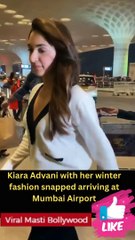 Kiara Advani with her winter fashion snapped arriving at Mumbai Airport