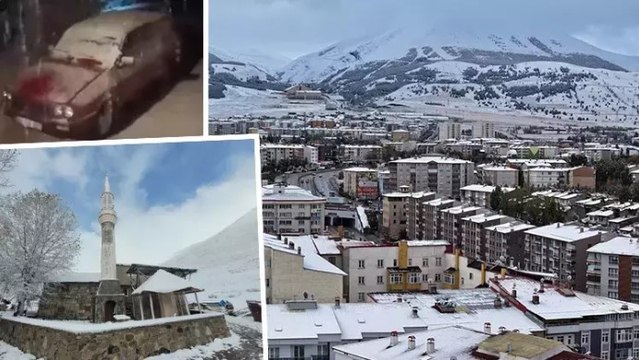 Erzurum şehir merkezine mevsimin ilk karı yağdı