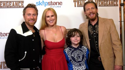 The cast of "Trail of Vengeance" poses together at the movie screening in Los Angeles