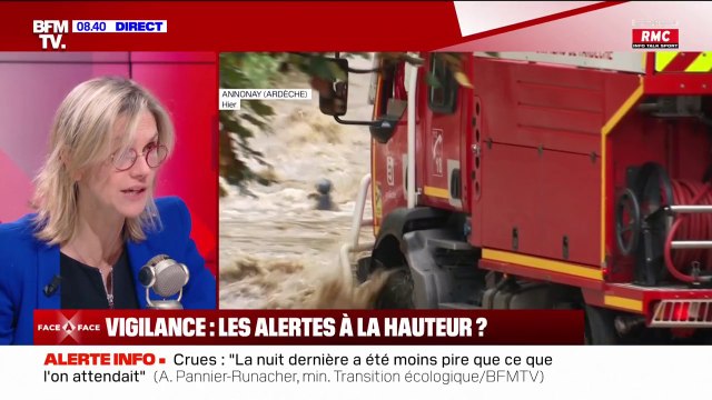 Inondations: Agnès Pannier-Runacher évoque une difficulté à prévoir la rapidité de la montée des eaux