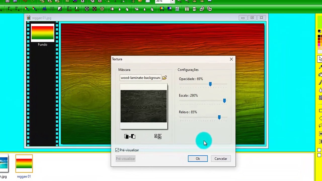 PhotoFiltre - Textura em Imagem Ex. Cor Reggae