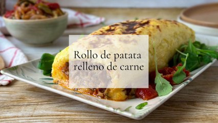 Rollo de patata relleno de carne - Cocina Fácil