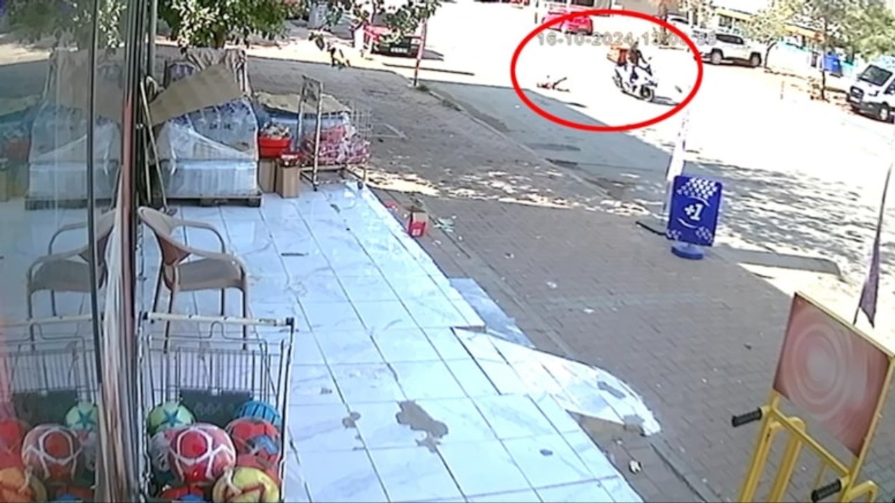 Motosiklet, yola fırlayan çocuğa çarptı