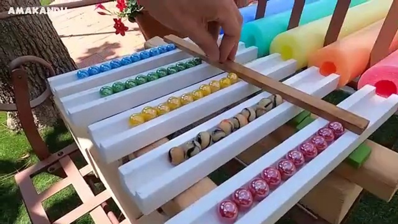 Marble Run Race ASMR Colorful Pop Tubes