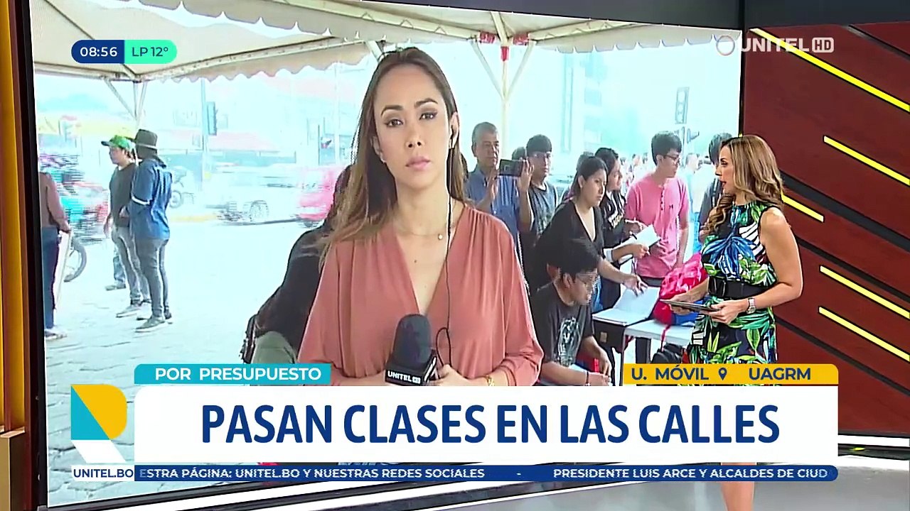 ​Estudiantes de la Uagrm pasan clases en las calles en protesta para pedir más presupuesto