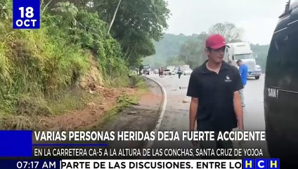 Varios lesionados al chocar microbús con turismo en Santa Cruz de Yojoa