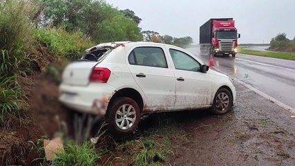 Saída de pista é registrada entre Cascavel e Sede Alvorada