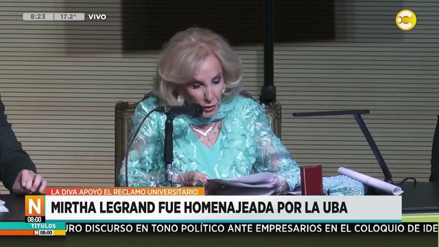 Mirtha recibió el diploma Honoris Causa de la UBA: Sigan con lo que están haciendo