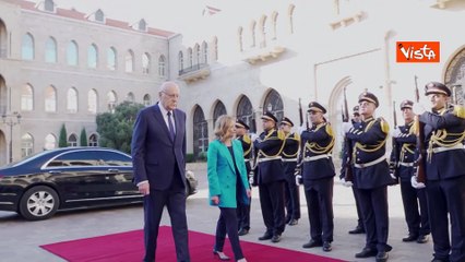 Meloni a Beirut, il bilaterale con il Presidente libanese Najib Miqati