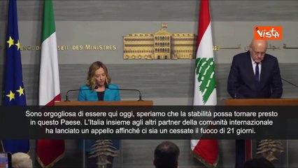 Meloni: "Orgogliosa di essere in Libano oggi, lavoriamo per cessate il fuoco durevole"