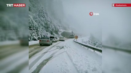 Kastamonu'da sürücüler kara hazırlıksız yakalandı