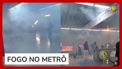 Homem ateia fogo em lixeira e metrô é tomado por fumaça em São Paulo
