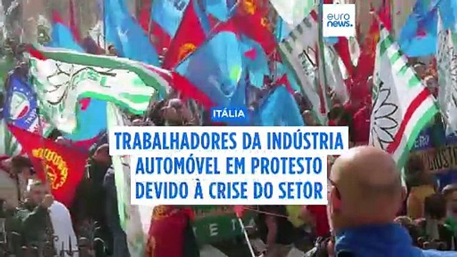 Trabalhadores italianos do setor automóvel fazem protesto histórico