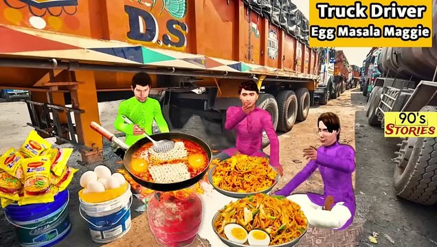 Highway Truck Driver Breakfast Egg Masala Maggi Cooking Street Food Hindi Kahani New Hindi Stories