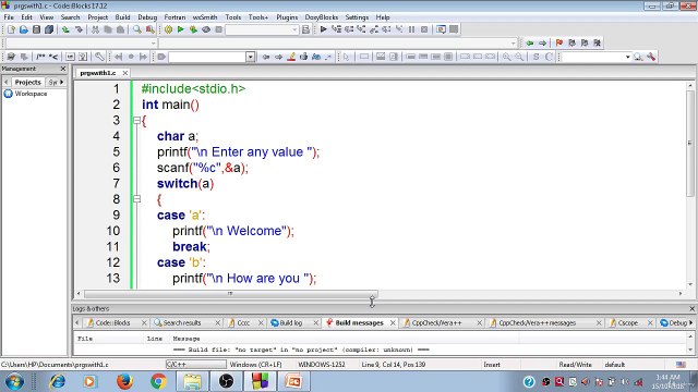 Learn Programming Technique C to Master Skills - Switch Case Program ( Use of Character Value)