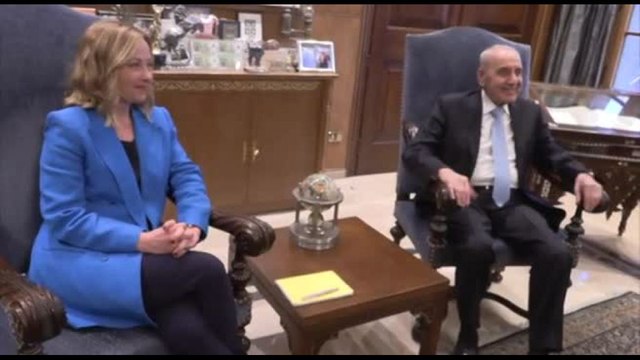 La premier Meloni in Libano col presidente del parlamento Nabih Berri