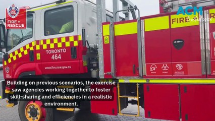 Firefighters confront bus collision, casualties in realistic scenario