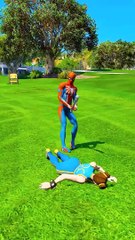 BABY Spiderman Saves Girl from Giant SPIDERMAN!