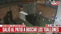 Saltó la medianera para robarse dos toallones... ¡y quedó escrachado!