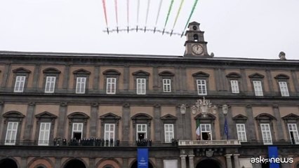 G7 Difesa, Frecce Tricolori sorvolano Napoli. Ministri ammirano show