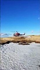 L'elicottero in volo su Pizzo di Moscio