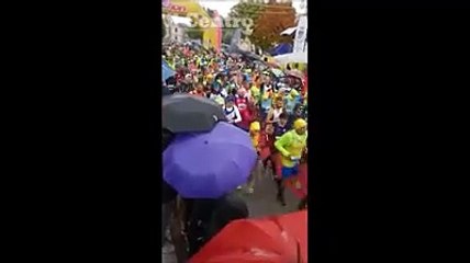 Tre, due, uno, via: un fiume di podisti sotto la pioggia a Controguerra