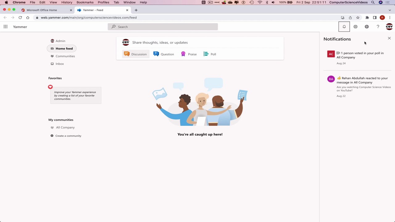 How to USE Microsoft Yammer for Office 365 On a Mac - Tutorial 20 - Locate Notifications - Basic