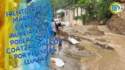 Frente Frío 4: Marina y Ejército auxilian a la población en Coatzacoalcos por intensas lluvias