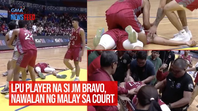 LPU player na si JM Bravo, nawalan ng malay sa court | GMA Integrated Newsfeed