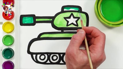 Drawing and Coloring a Mini Toy Soldier Tank for Kids - Fun and Easy Tutorial