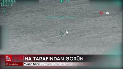 Yunan Sahil Güvenlik botunun düzensiz göçmenleri bıraktığı anlar